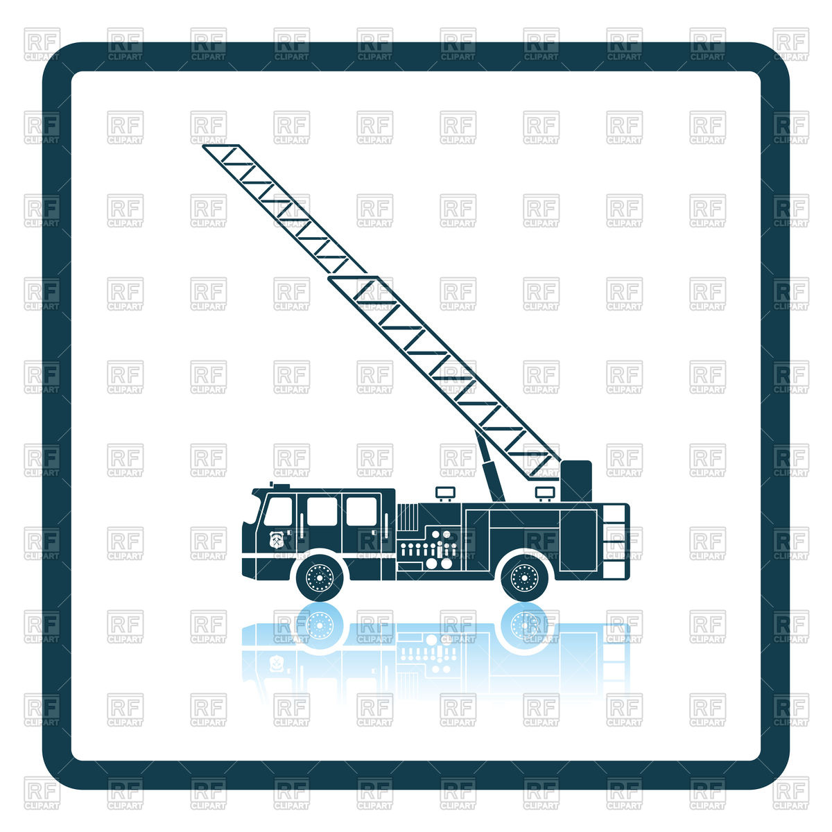 1200x1200 Shadow Reflection Design Of Fire Service Truck Icon Vector Image