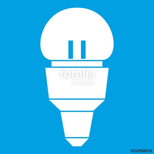 500x500 Reflector Bulb Icon White Isolated On Blue Background Vector