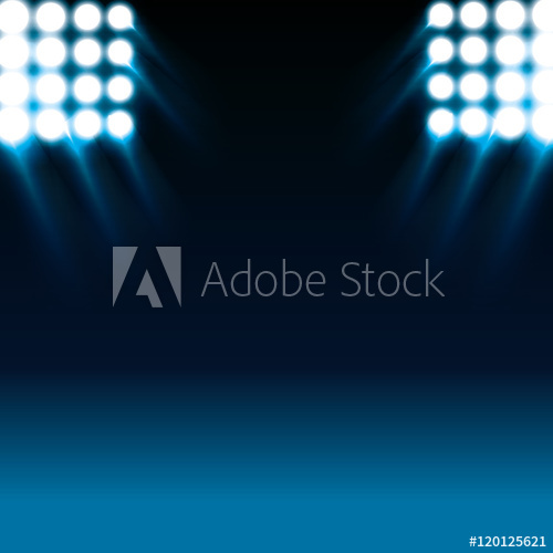 500x500 Reflector White Lights And Blue Stage Background. Vector