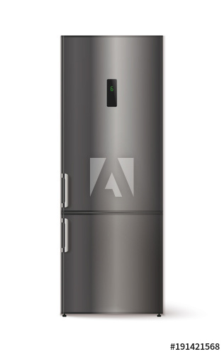 316x500 Silver Household Refrigerator. Vector Realistic Illustration