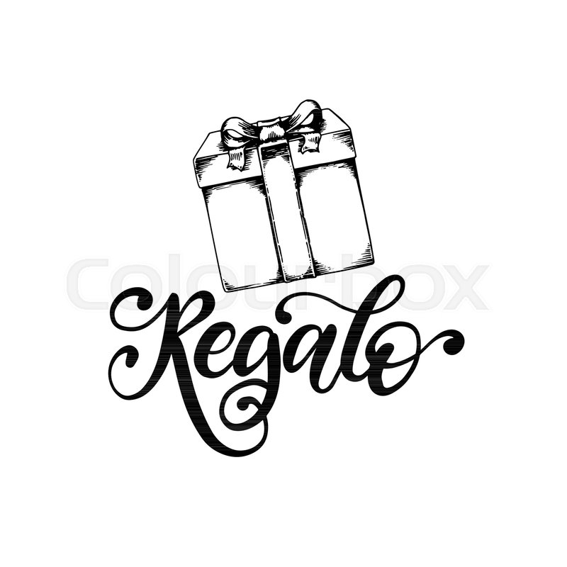 800x800 Regalo, Vector Hand Lettering. Translation From Spanish To English