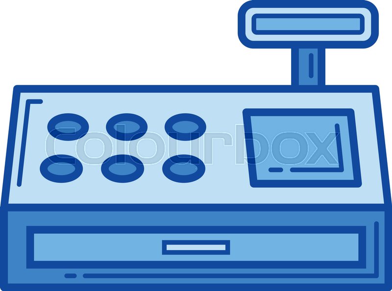 800x594 Cash Register Vector Line Icon Isolated On White Background. Cash