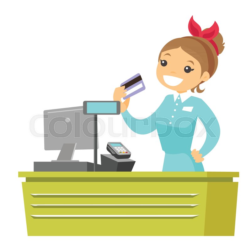 800x800 Young Caucasian White Cashier Holding Credit Card