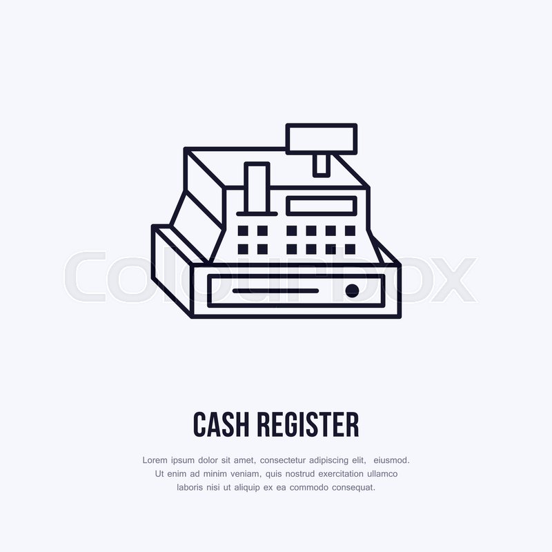 800x800 Cash Register Vector Flat Line Icons. Retail Store Supplies, Trade