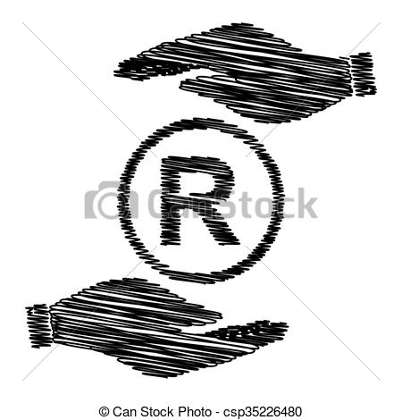 450x470 Registered Trademark Sign. Save Or Protect Symbol By Hands With