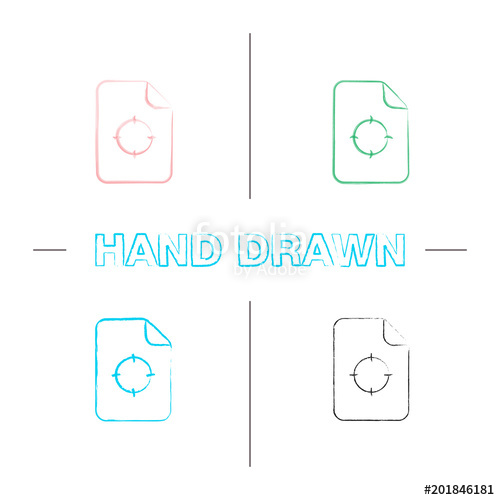 500x500 Printing Registration Mark Hand Drawn Icons Set Stock Image And