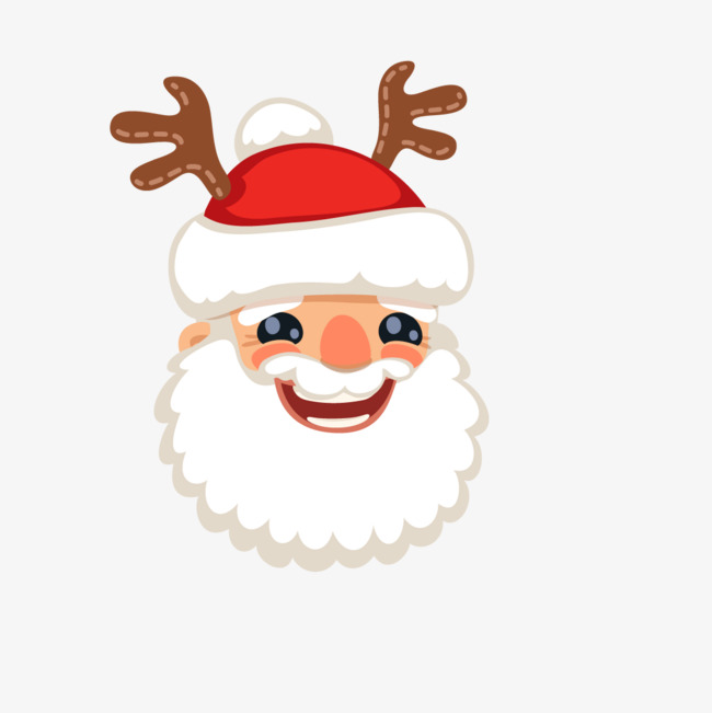 650x651 Wearing Reindeer Antlers Santa Hat Vector, Cartoon Santa Claus