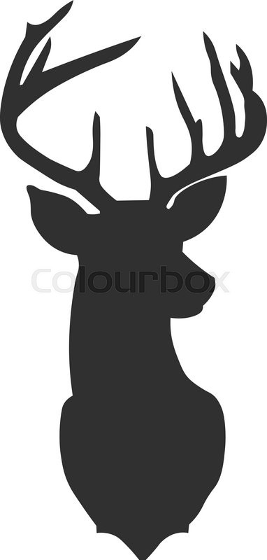 382x800 Hand Drawn Silhouette Of Head Of Reindeer. Vector Illustration