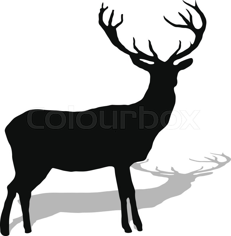 781x800 Hand Drawn Silhouette Of Reindeer. Vector Illustration. Stock