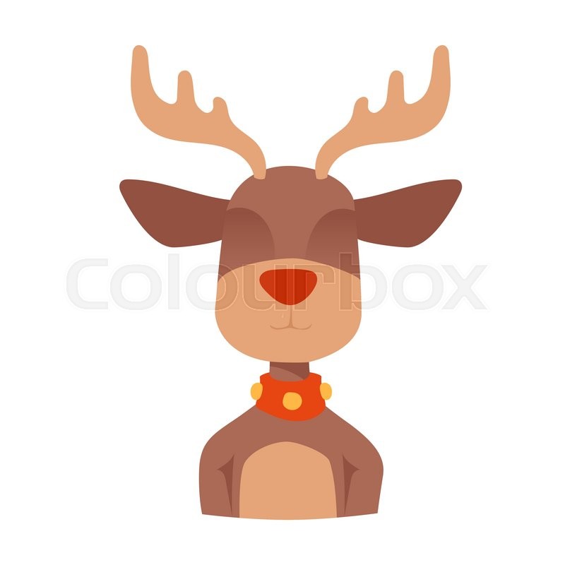 800x800 Santa Claus Happy Cartoon Christmas Deer Flat Icon. Reindeer