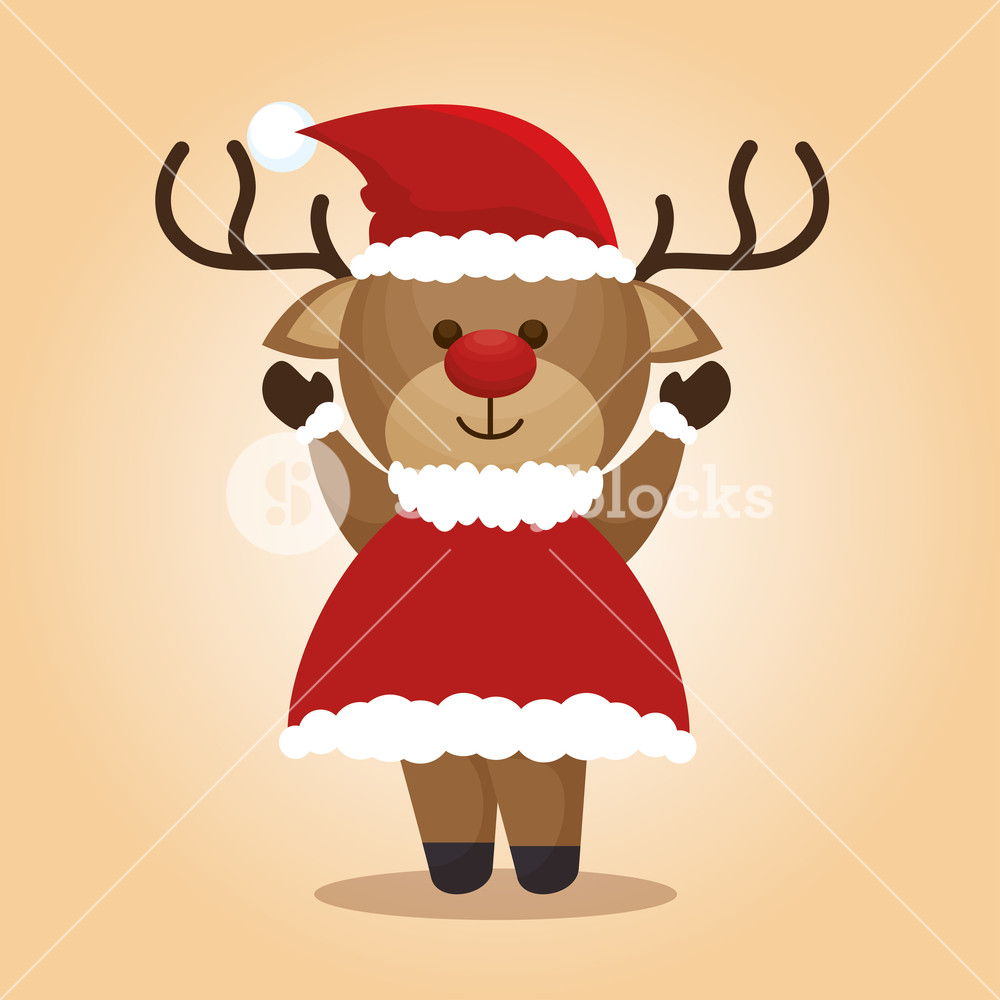 1000x1000 Happy Merry Christmas With Character Reindeer Vector Illustration