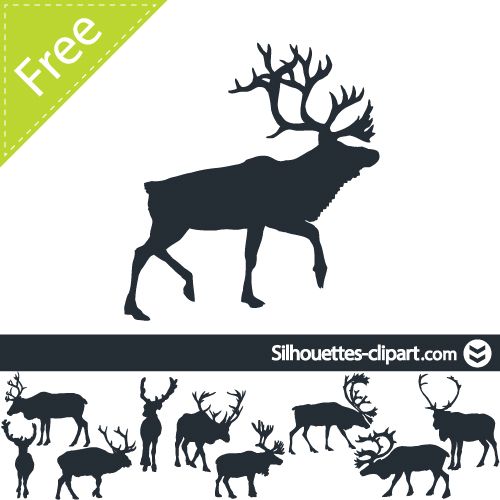 500x500 Reindeer Vector Silhouettes More Printables