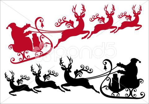 480x336 Santa With Sleigh And Reindeer, Vector