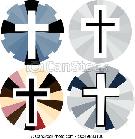 450x465 Set Of Color Christian Cross. Faith And Religion. Vector