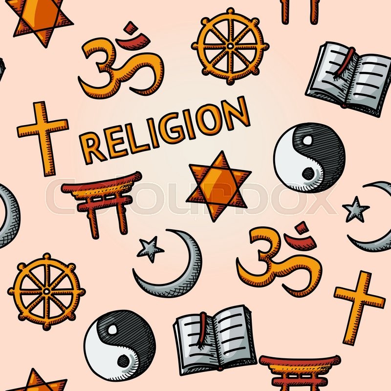 800x800 World Religion Hand Drawn Seamless Pattern