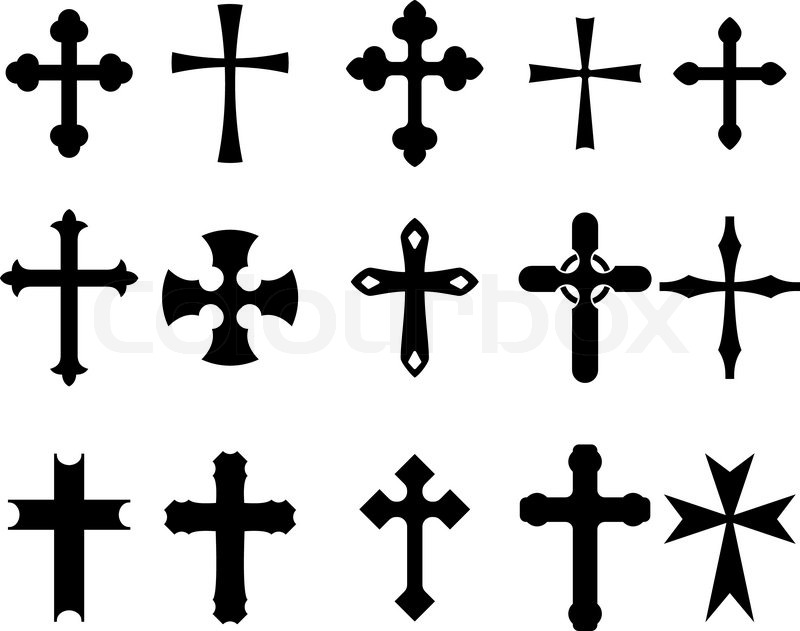 800x631 Set Of Religious Cross Symbols Isolated On White Stock Vector
