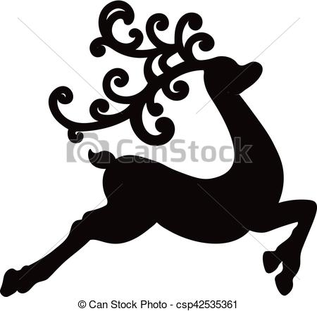 450x442 Silueta, Deer., Aislado, Reno, Vector, Fondo Negro