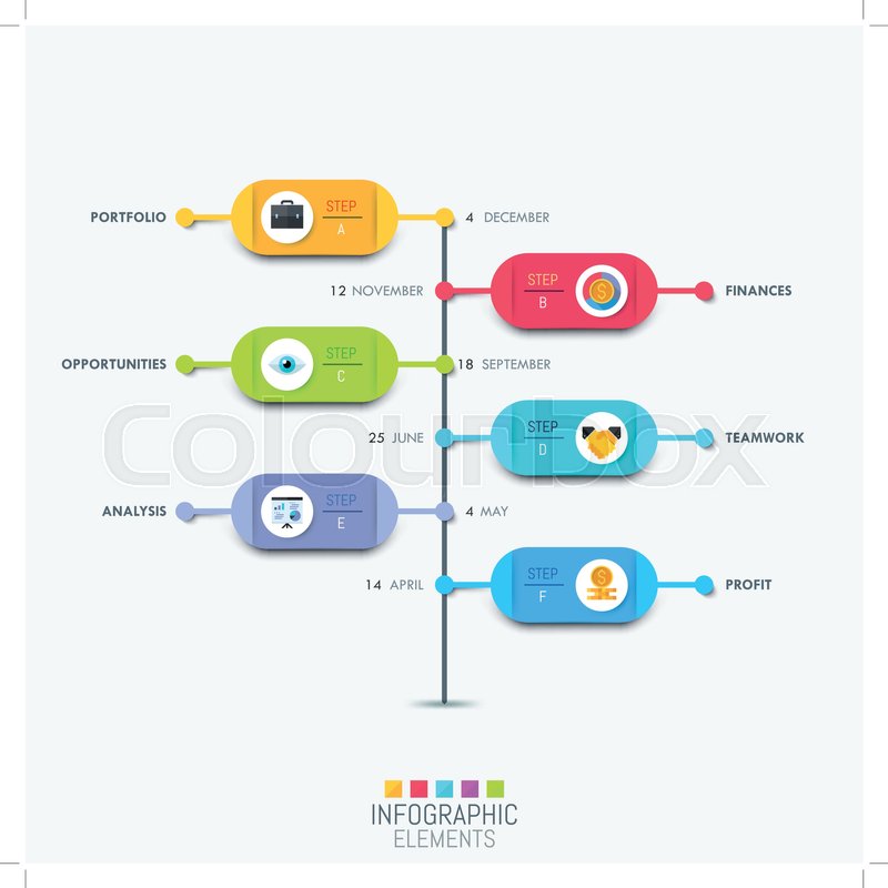 800x800 Infographic Design Layout With Vertical Timeline And 6 Colorful