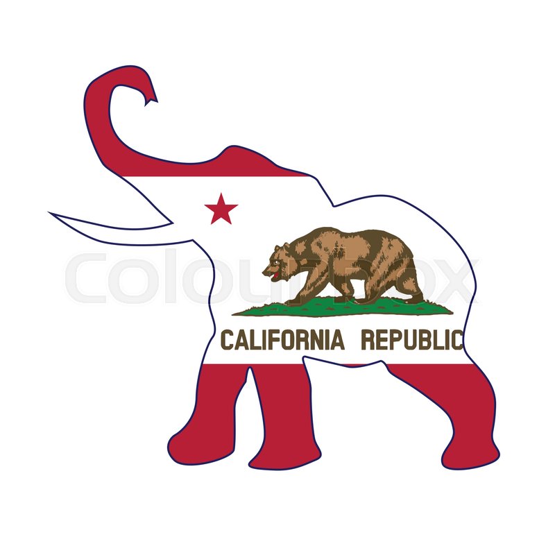 800x800 The California Republican Elephant Flag Over A White Background