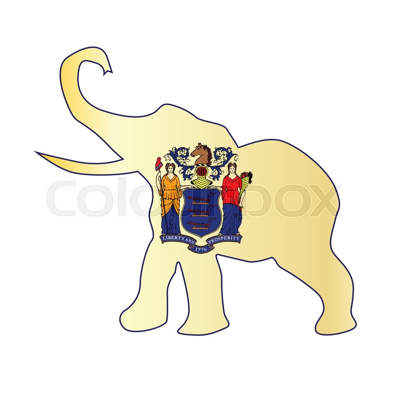 800x800 The New Jersey Republican Elephant Flag Over A White Background