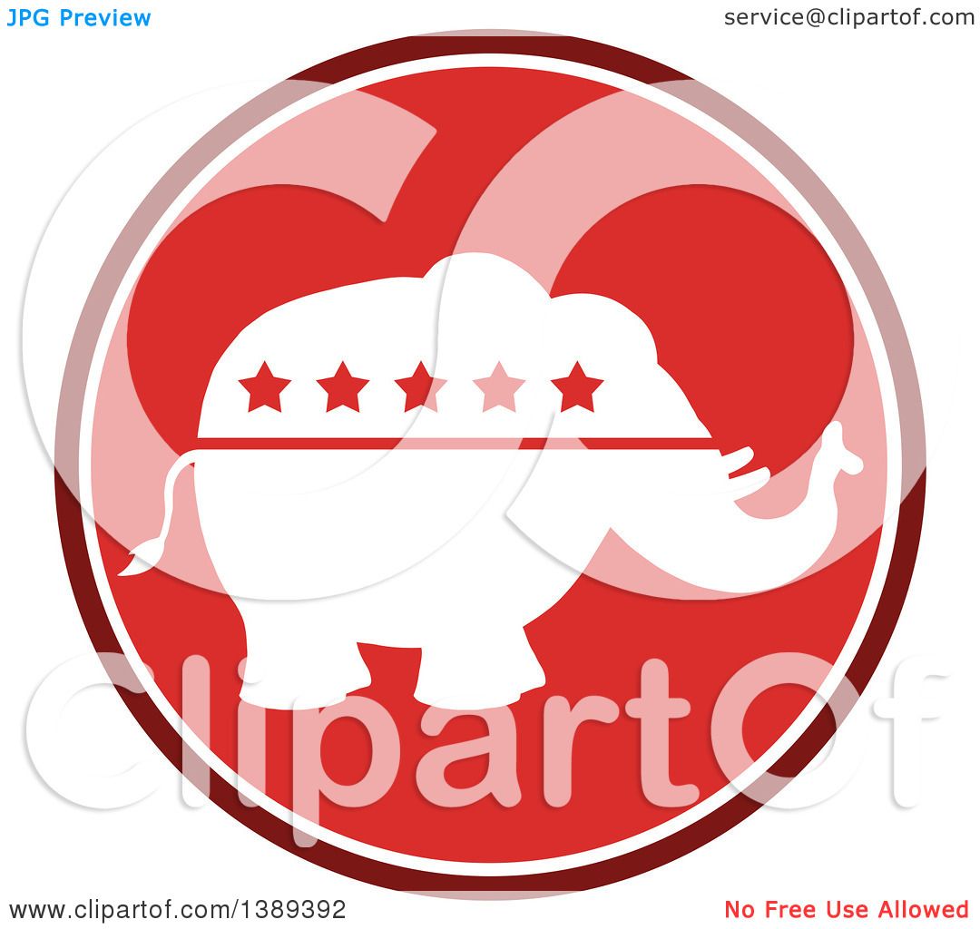 1080x1024 Clipart Of A Round Red Political Republican Elephant With Stars
