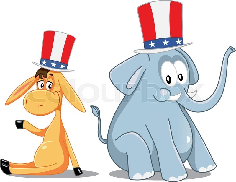 800x616 Democrat Donkey And Republican Elephant Vector Election Cartoon