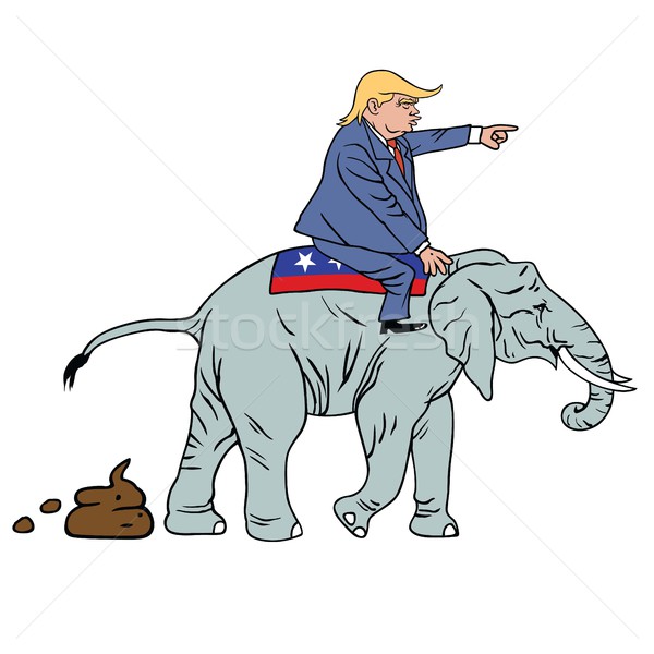 600x600 Donald Trump Riding Republican Elephant Caricature Vector