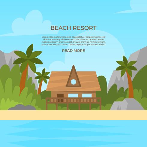 490x490 Flat Beach Resort Vector Illustration