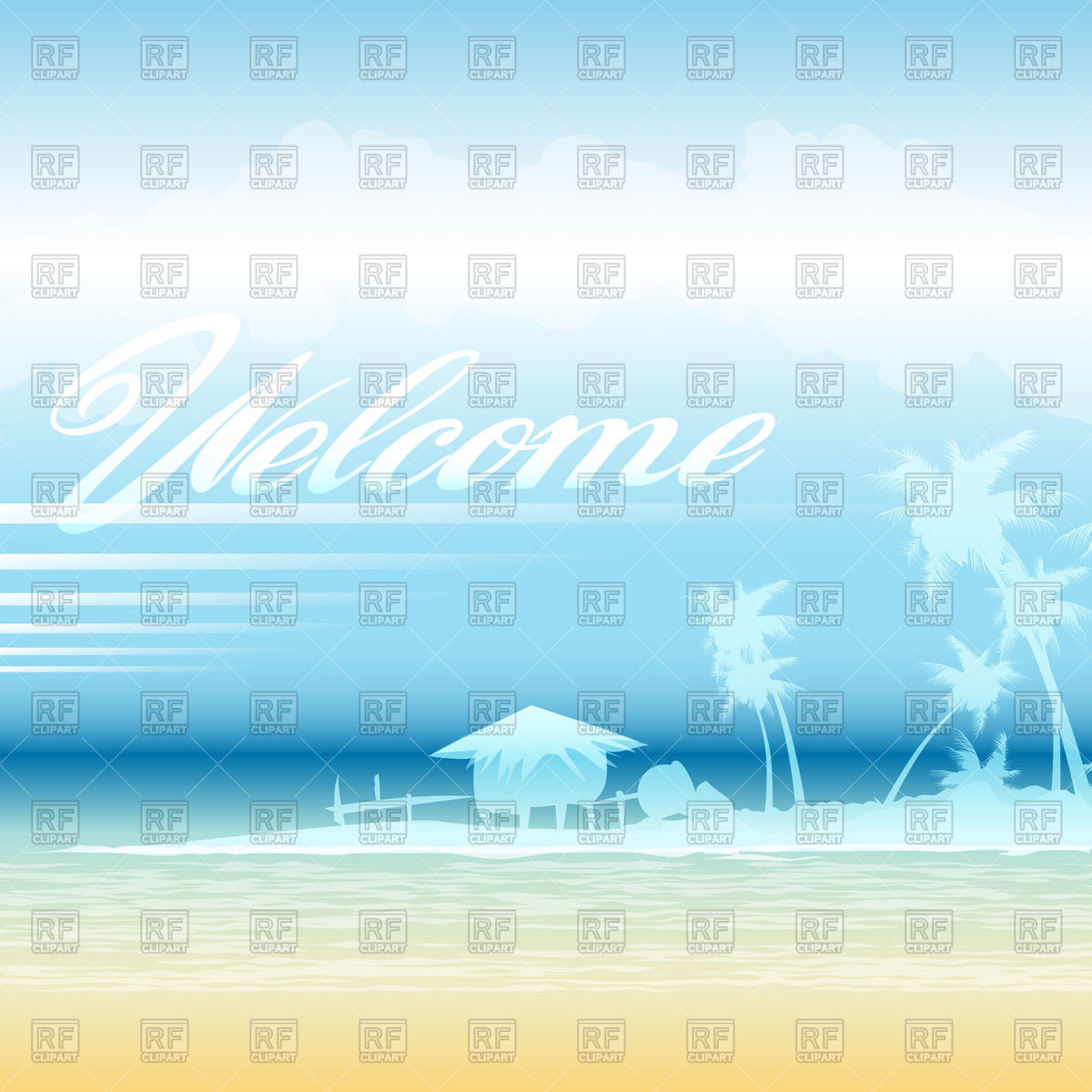 1200x1200 Hut And Palm Trees On Tropical Island