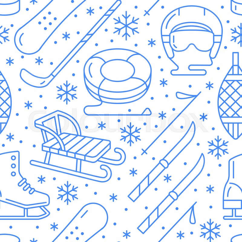 800x800 Winter Sports Blue Seamless Pattern, Equipment Rental