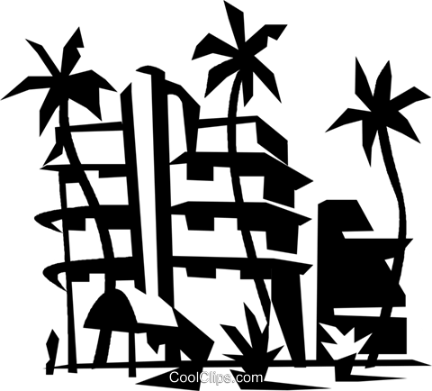 480x434 Beach Resort Royalty Free Vector Clip Art Illustration Vc022828