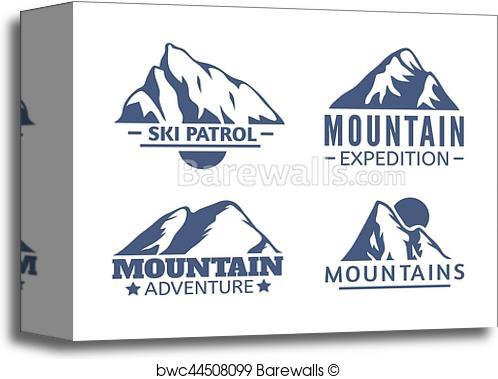 498x379 Canvas Print Of Hand Drawn Mountains Logo Set. Ski Resort Vector