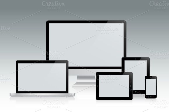 580x386 Responsive Web Mockup Set All Designs Made With Vector Shape