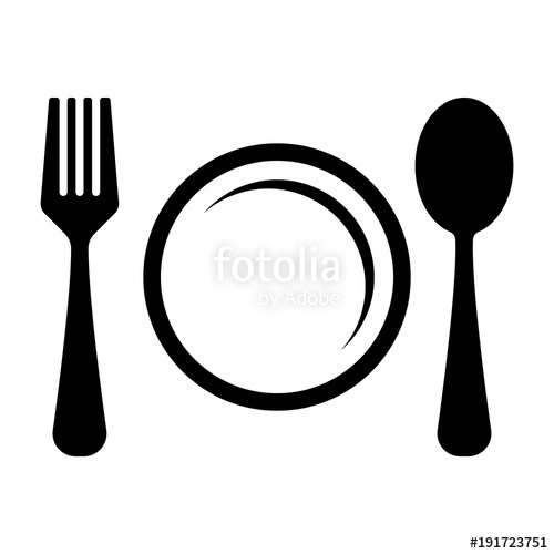 500x500 Spoon, Fork And Plate Icon, Restaurant Icon Vector Stock Image