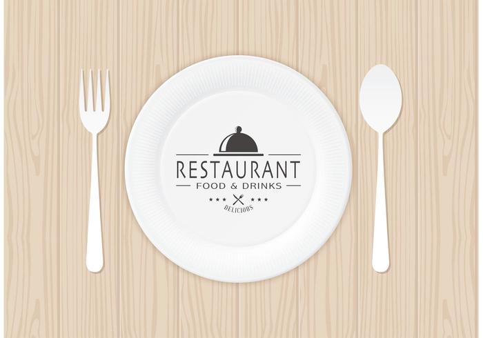 700x490 Restaurant Logo On Paper Plate Vector
