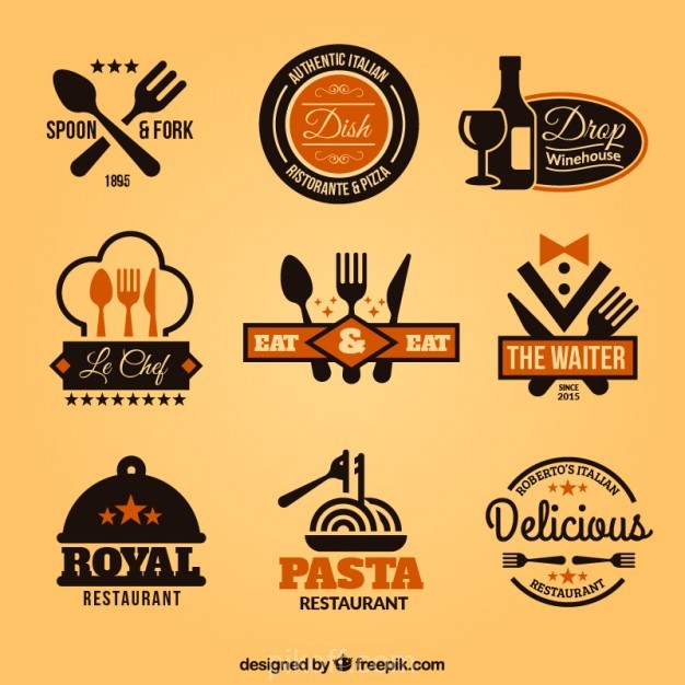 626x626 Ai] Collection Of Restaurant Badges Vector Free Download