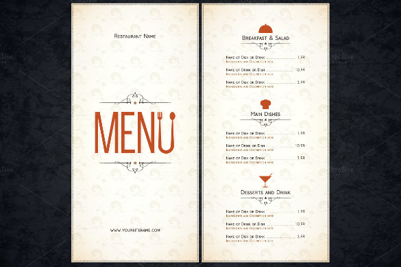 585x389 Restaurant Menu Template