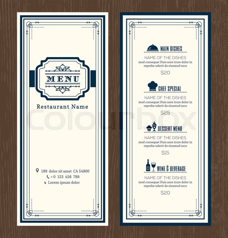 769x800 Restaurant Or Cafe Menu Vector Design Template With Vintage Retro