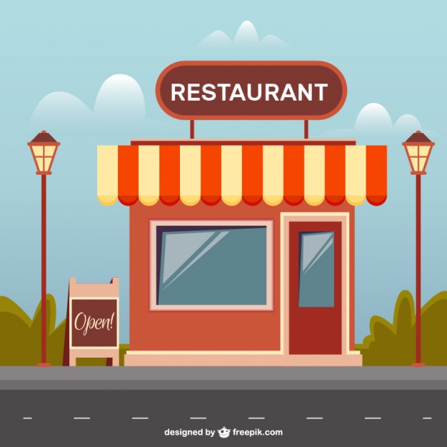 626x626 Flat Restaurant With Lampposts Vector Free Download