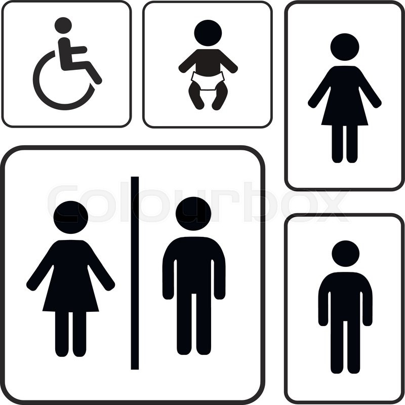 800x800 Restroom Sign Vector Black Silhouettes On White Background Stock