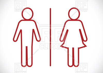 400x284 Restroom Sign With Man And Woman Red Outline Vector Image Vector