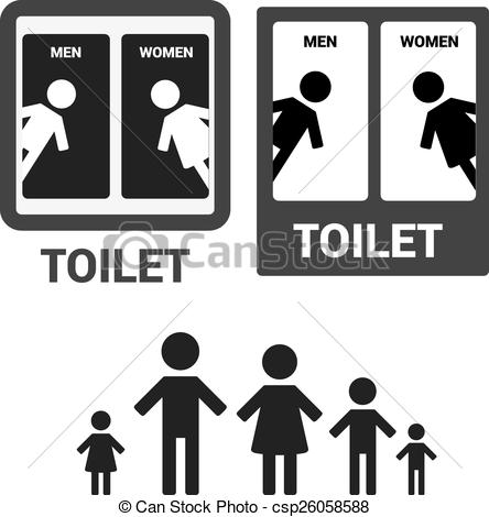 444x470 Vector Man And Woman Restroom Sign. Black Square Toilet Sign With