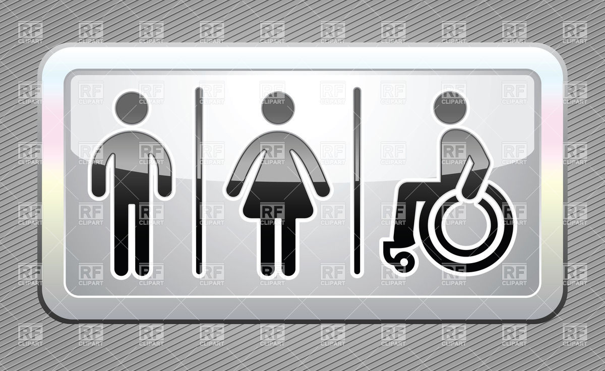 1200x736 Metallic Door Plate With Restroom Symbols Vector Image Vector