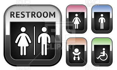 400x240 Metallic Restroom And Baby Changing Room Symbol Vector Image