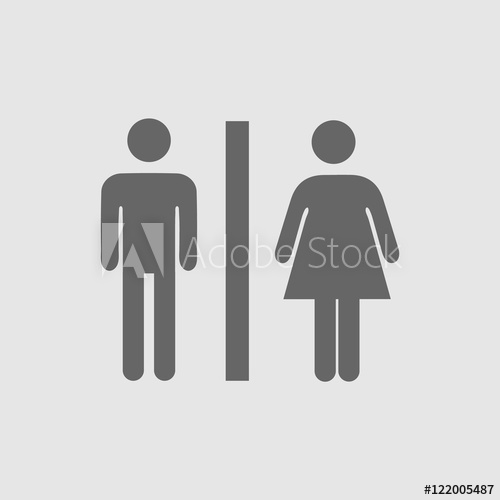 500x500 Lady Man Toilet Sign Vector Icon. Wc Simple Isolated Symbol