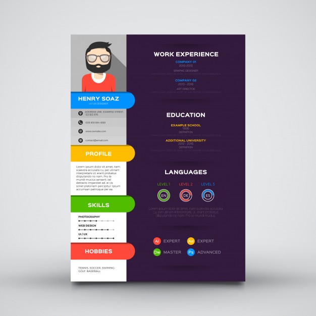 626x626 Flat Template For Resume Vector Free Download