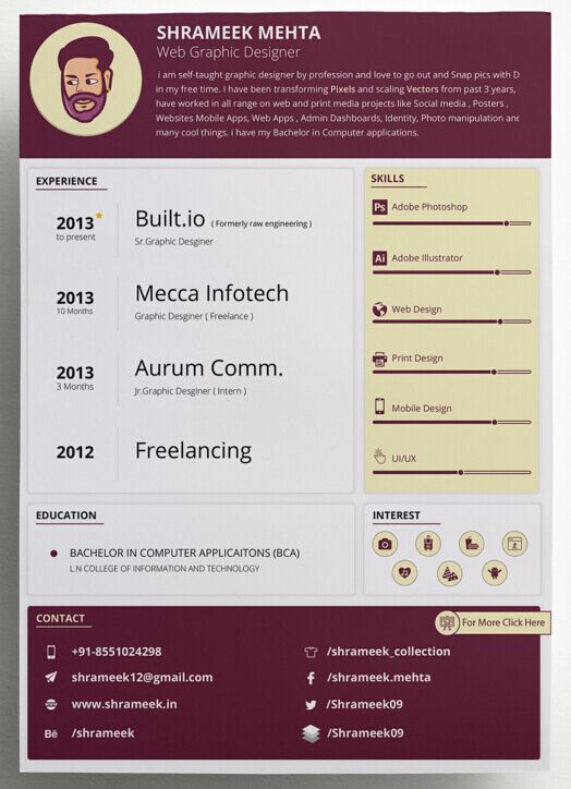524x724 Free Clean Resume Cv Vector Templates (3 Colors)