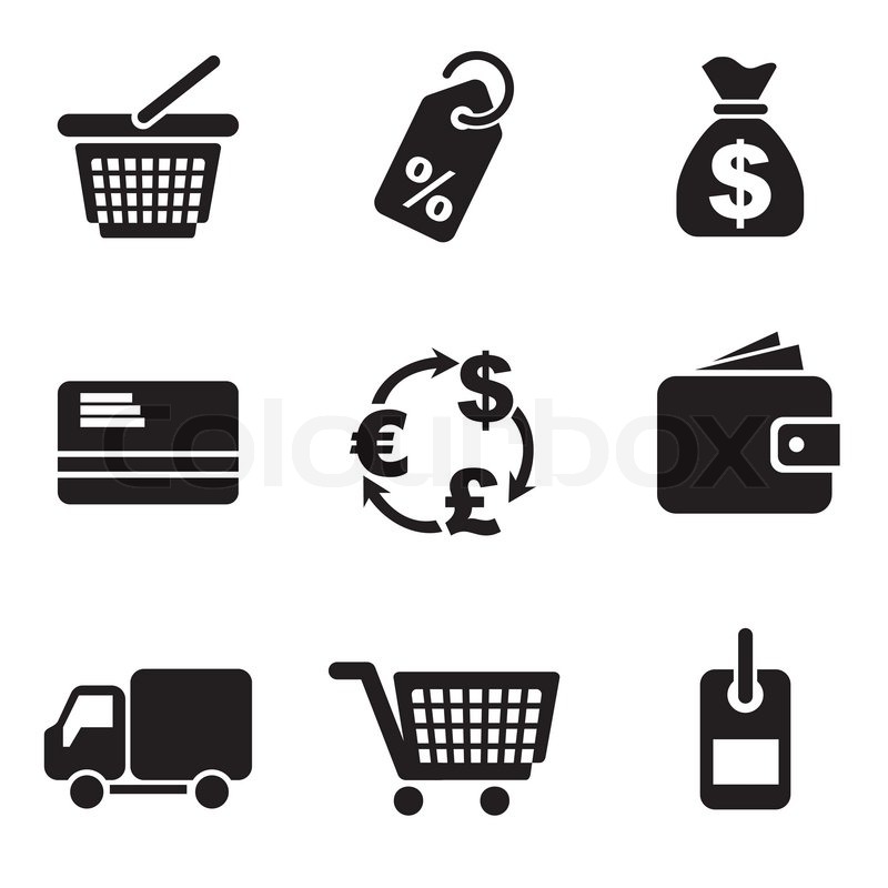 800x800 Set Vector Computer Icons Of Commerce And Retail Stock Vector