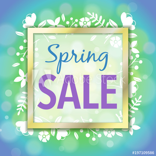 500x500 Gold Frame Spring Sale Retail Vector Illustration 1