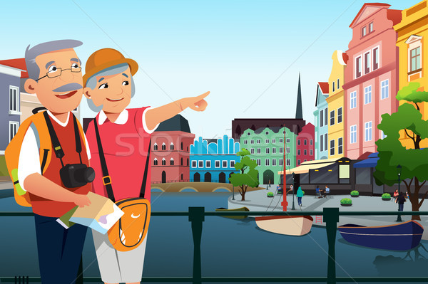 600x399 Senior Couple Traveling After Retirement Vector Illustration